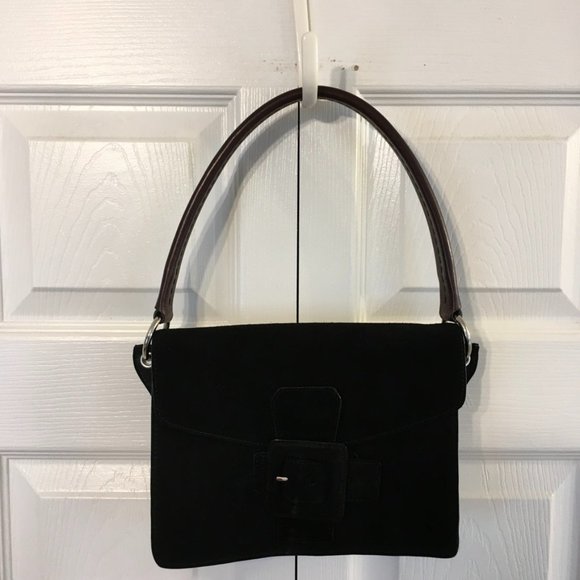 Aerosoles Black Suede Buckle Front Shoulder Bag - Picture 10 of 10